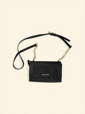 Michael Kors Black and Gold Chain Crossbody Bag